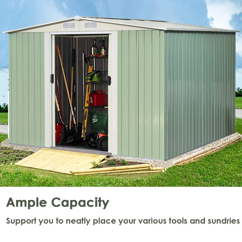 Galvanized Steel Storage Shed – 8.5' x 8.5' Heavy-Duty Outdoor Tool House with Corrosion Resistance 2