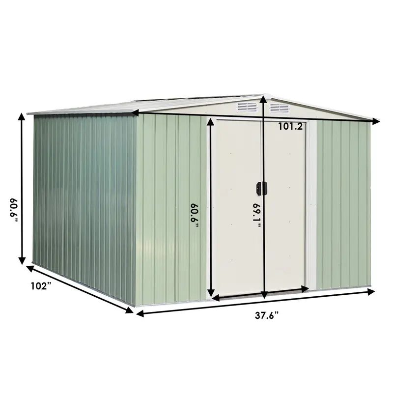 Galvanized Steel Storage Shed – 8.5' x 8.5' Heavy-Duty Outdoor Tool House with Corrosion Resistance
