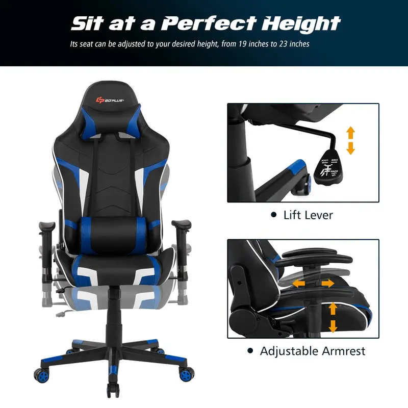 Gaming Workstation Bundle: Racing Chair + Desk Featuring Cup Holder, Headphone Hook & Built-in Mouse Pad