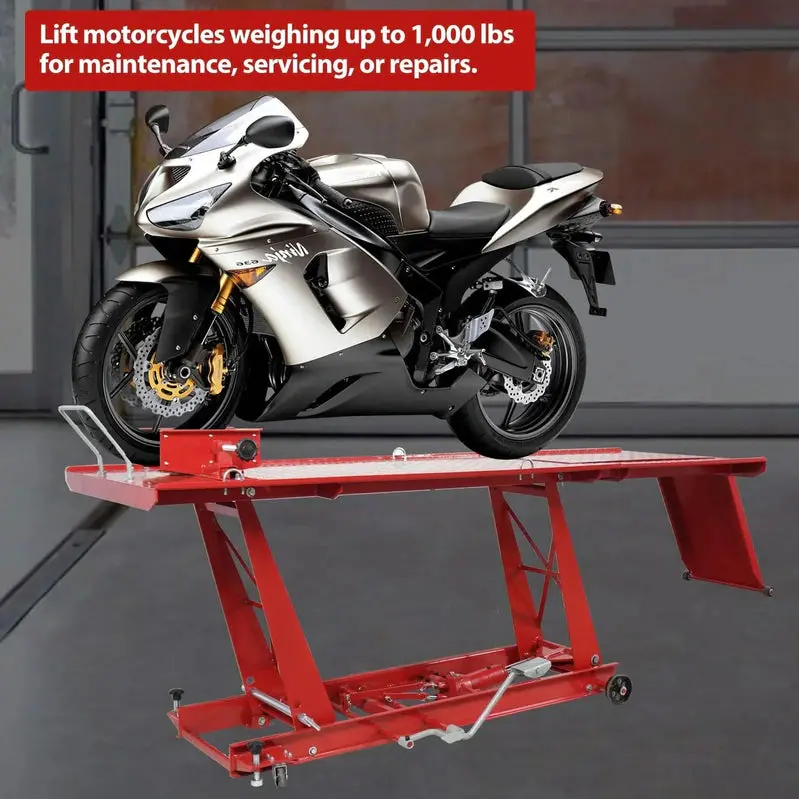 Garvee Hydraulic Motorcycle Lift – 1000 lb Capacity, Workshop-Grade Hoist with Stable Jack Stand Design
