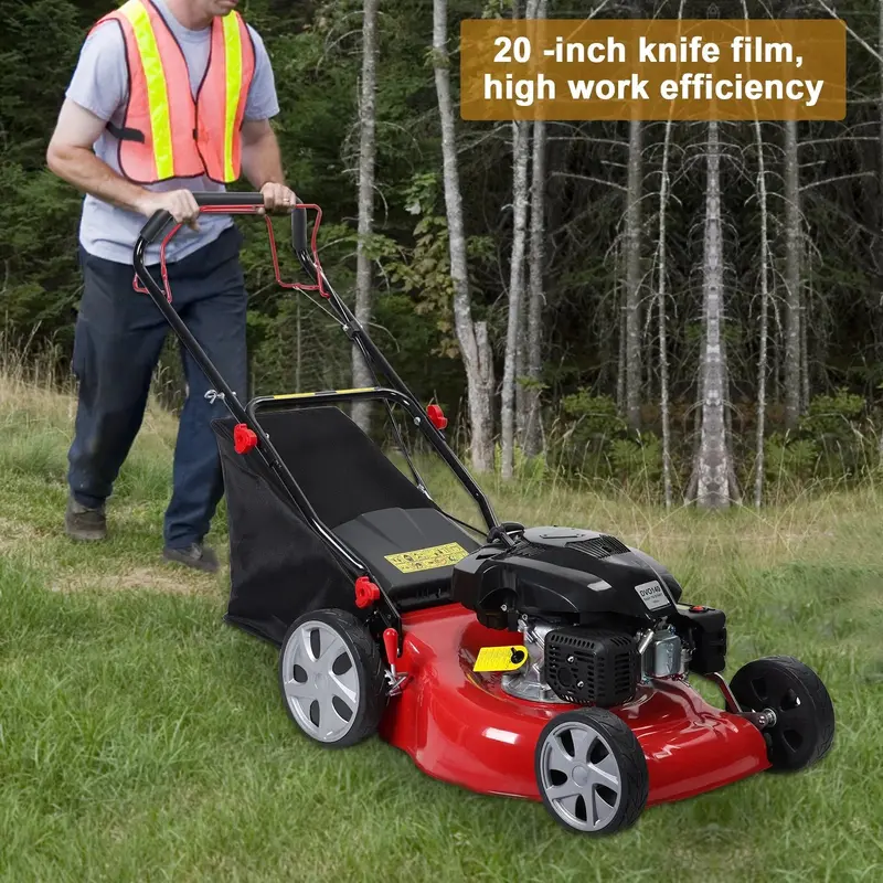 Gas-Powered Self-Propelled Lawn Mower – 141cc Engine, 50L Grass Catcher, Large Wheels