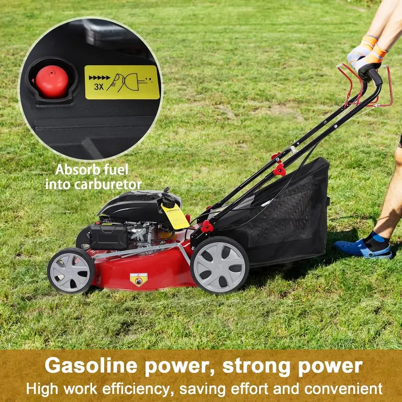 Gas-Powered Self-Propelled Lawn Mower – 141cc Engine, 50L Grass Catcher, Large Wheels