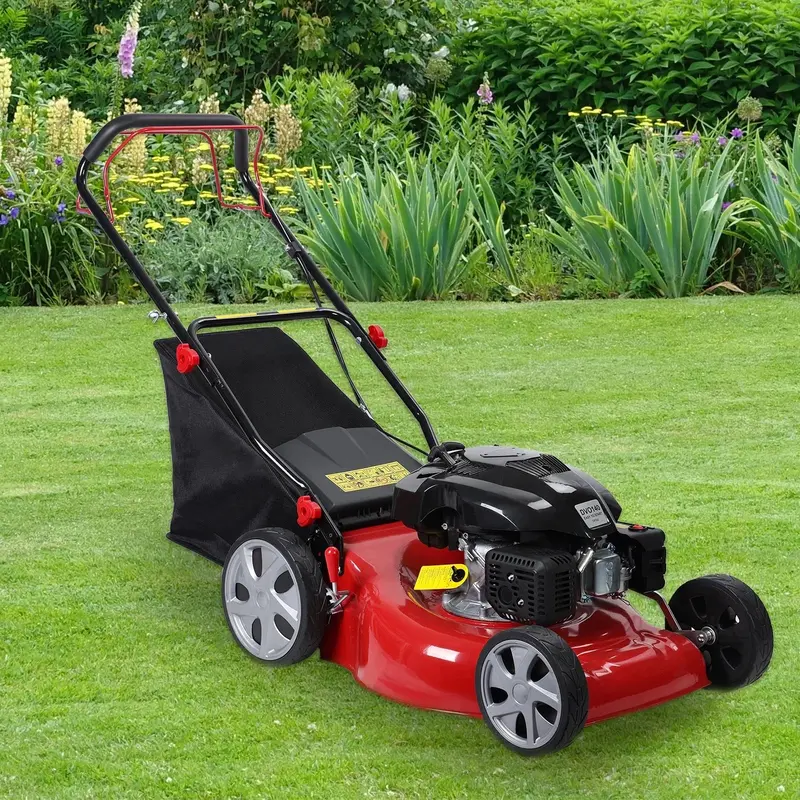 Gas-Powered Self-Propelled Lawn Mower – 141cc Engine, 50L Grass Catcher, Large Wheels
