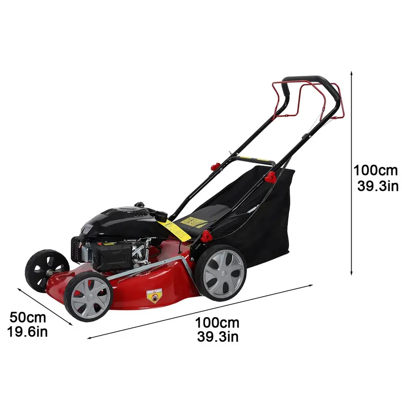 Gas-Powered Self-Propelled Lawn Mower – 141cc Engine, 50L Grass Catcher, Large Wheels
