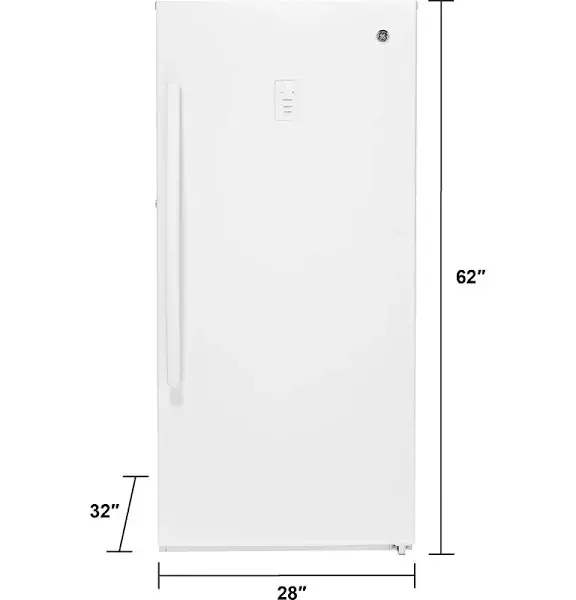 GE FUF14DLRWW – 14.1 Cu. Ft. White Frost-Free Upright Freezer with Spill-Proof Shelves