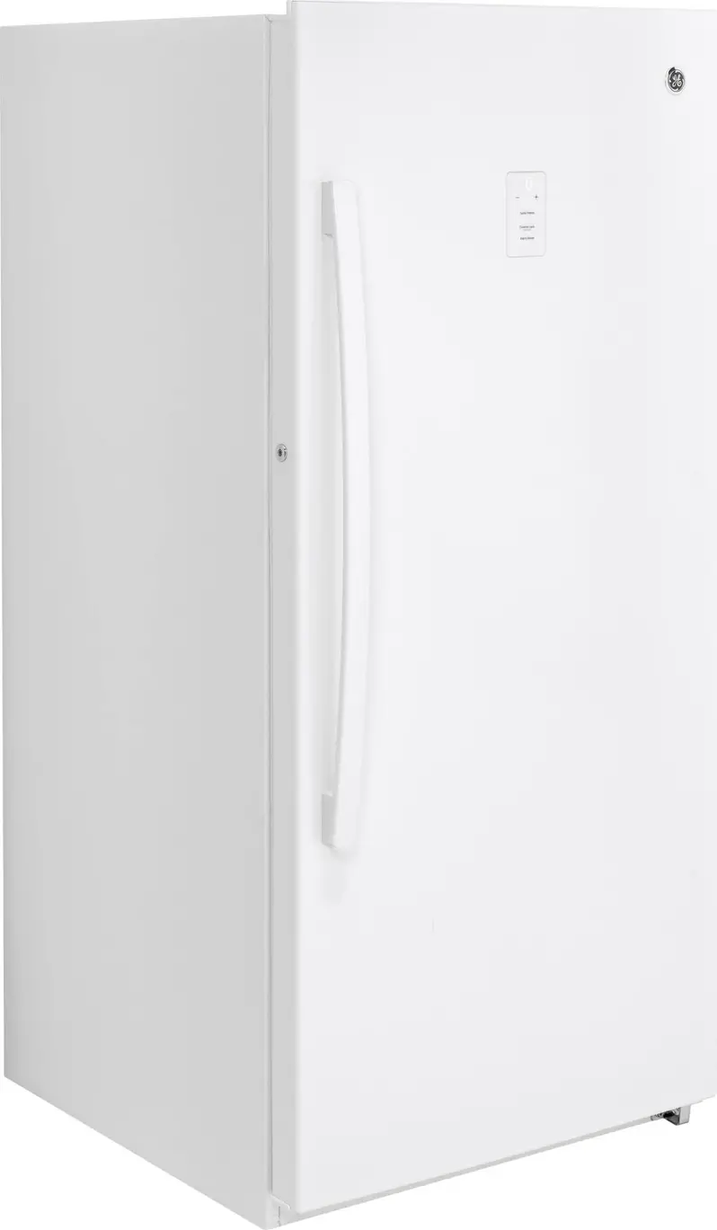 GE FUF14DLRWW – 14.1 Cu. Ft. White Frost-Free Upright Freezer with Spill-Proof Shelves