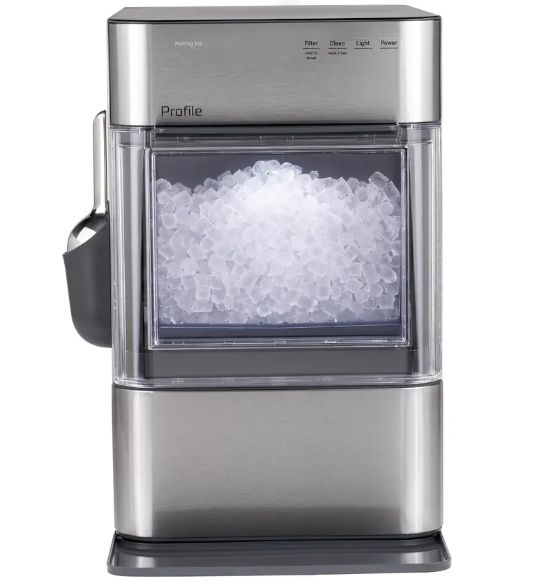 GE Profile Opal 2.0 Smart Nugget Ice Maker — 38 lbs/Day Wi-Fi Enabled Pellet Ice Machine with Scale-Inhibiting Filter & Stainless Steel Build