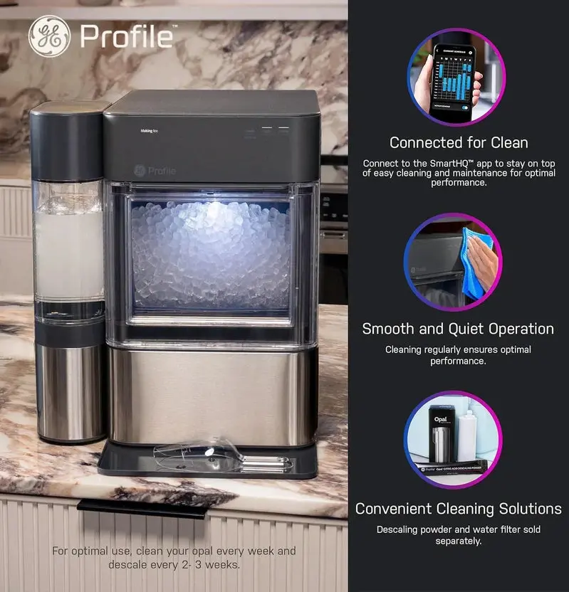 GE Profile Opal 2.0 XL Nugget Ice Maker – 1-Gallon Tank, 38 lbs Ice/Day, WiFi-Enabled, Stainless Steel