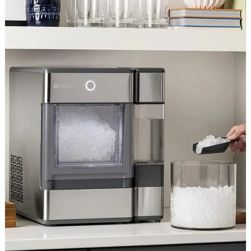 GE Profile OPAL01GEPKT Countertop Nugget Ice Maker – Stainless Steel Design with Gray Accents & LED Lighting (2025 Model)