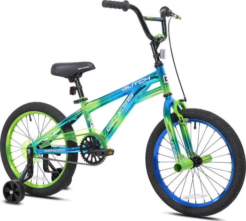 Genesis 18-Inch Glitch Boy’s BMX Bike – Blue/Green Frame, Youth-Sized Performance Cruiser 2