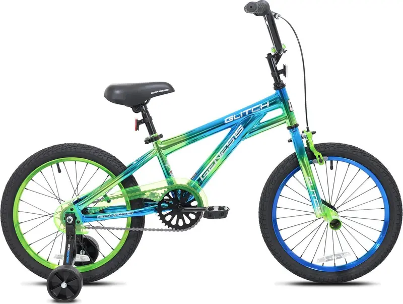 Genesis Glitch 18-Inch Boys’ BMX Bike – Blue/Green Colorway