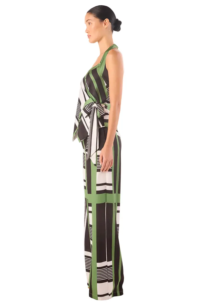 Geometric Stripe Satin Halter Top – Sleek, Minimalist Halter Neck Top with Modern Pattern Accent