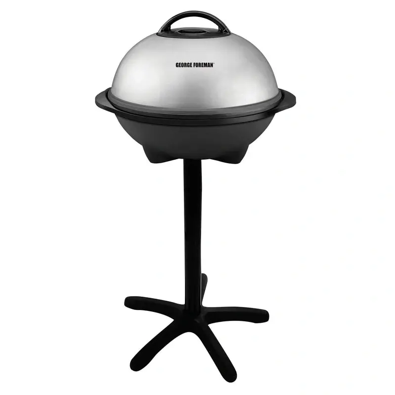 George Foreman Silver Electric Grill – 12+ Servings, Adjustable Temperature, Large Cooking Surface