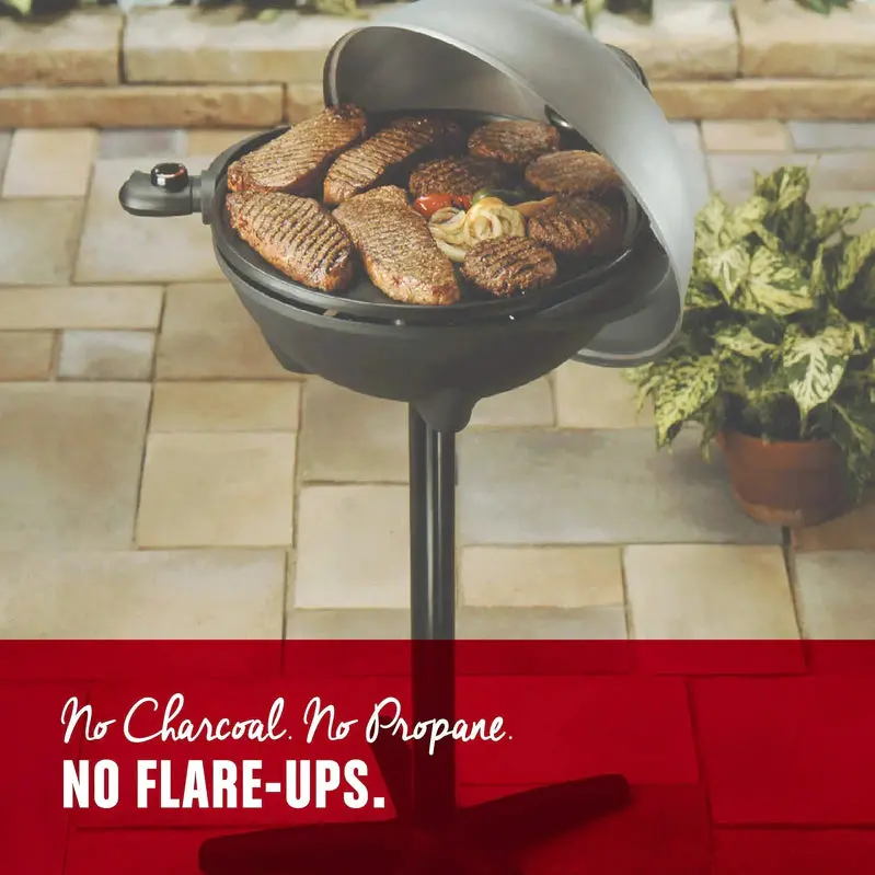 George Foreman Silver Electric Grill – 12+ Servings, Adjustable Temperature, Large Cooking Surface