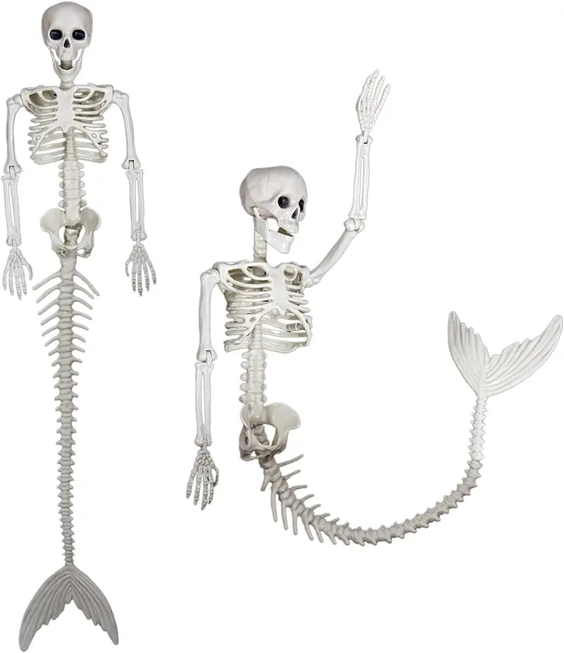 Ghost, Skull & Mermaid-Themed Plastic Bone Decor – Fantasy Halloween Accents