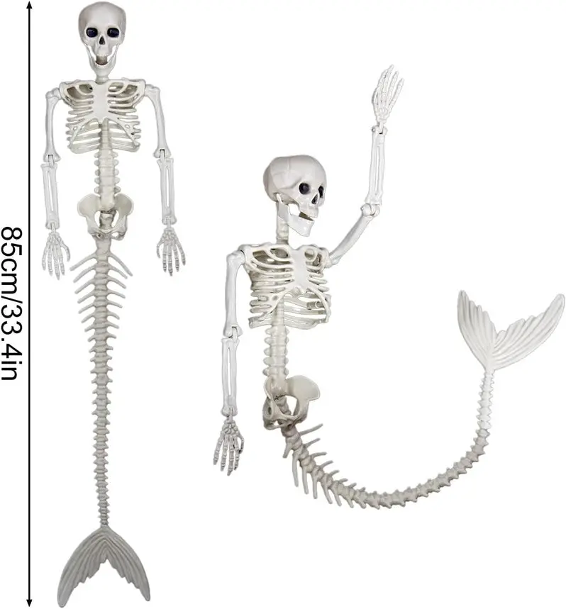 Ghost, Skull & Mermaid-Themed Plastic Bone Decor – Fantasy Halloween Accents