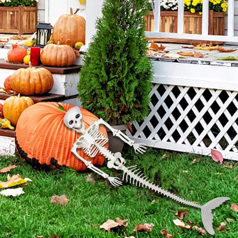 Ghost, Skull & Mermaid-Themed Plastic Bone Decor – Fantasy Halloween Accents