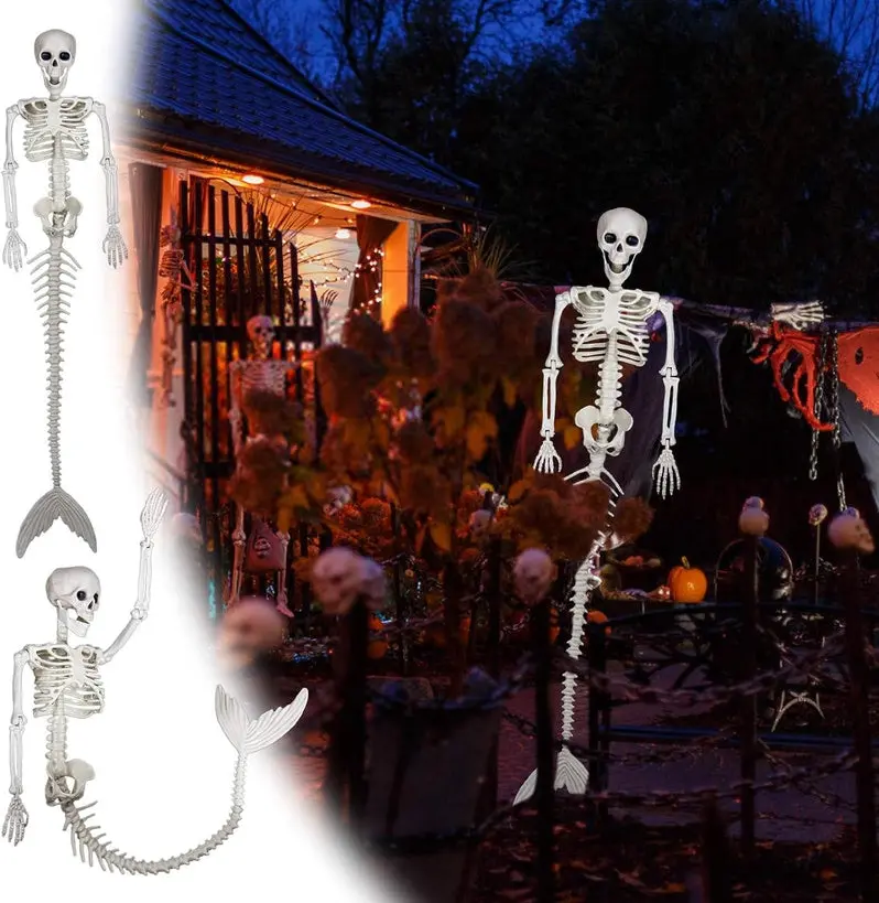 Ghost, Skull & Mermaid-Themed Plastic Bone Decor – Fantasy Halloween Accents