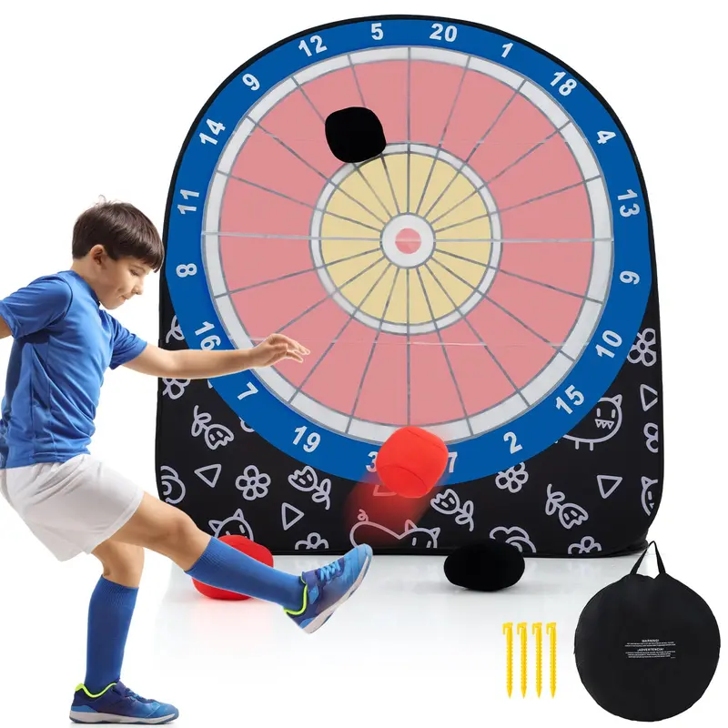 Giant Kick Dart Game Set – Oversized Target Board with 4 Soft Kick Balls & Storage Bag