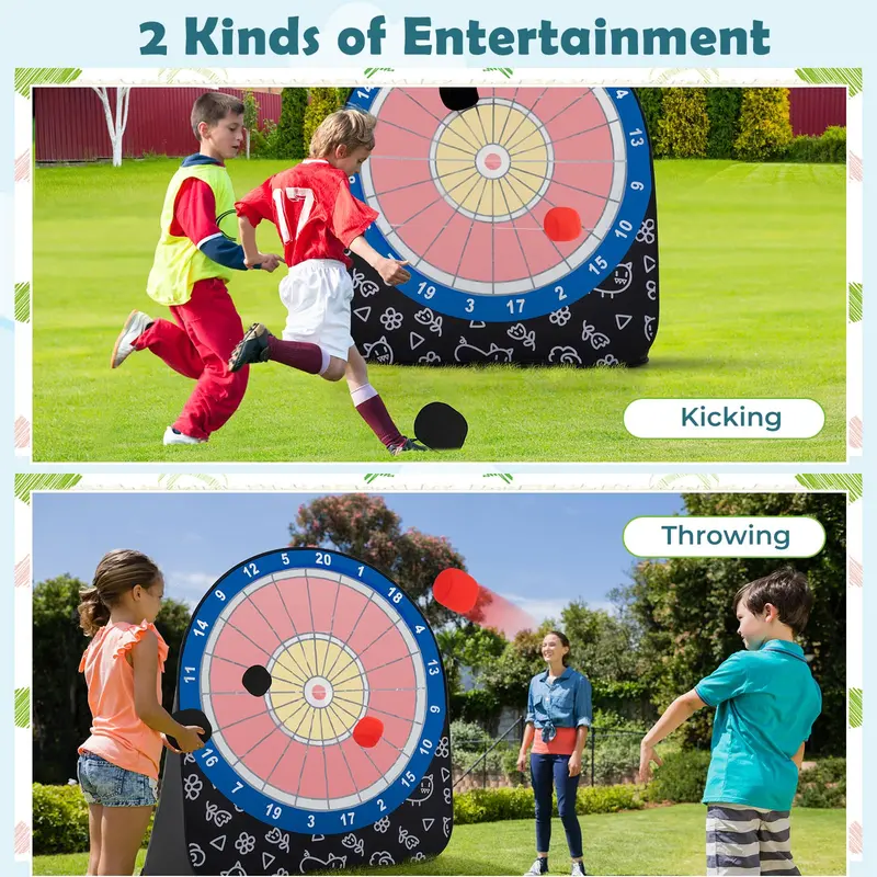 Giant Kick Dart Game Set – Oversized Target Board with 4 Soft Kick Balls & Storage Bag 2