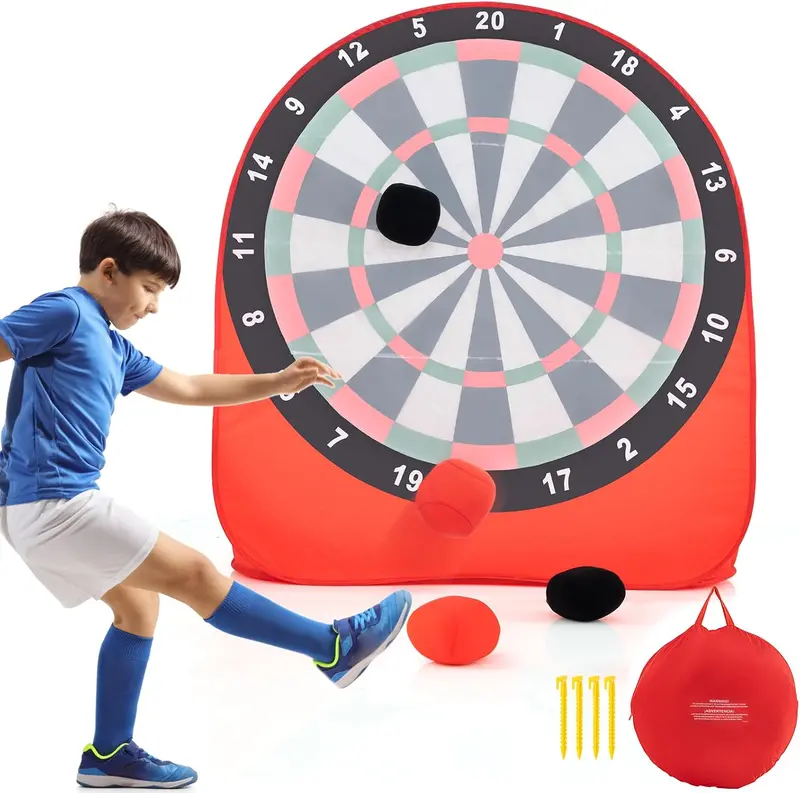 Giant Kick Dart Game Set – Oversized Target Board with 4 Soft Kick Balls & Storage Bag