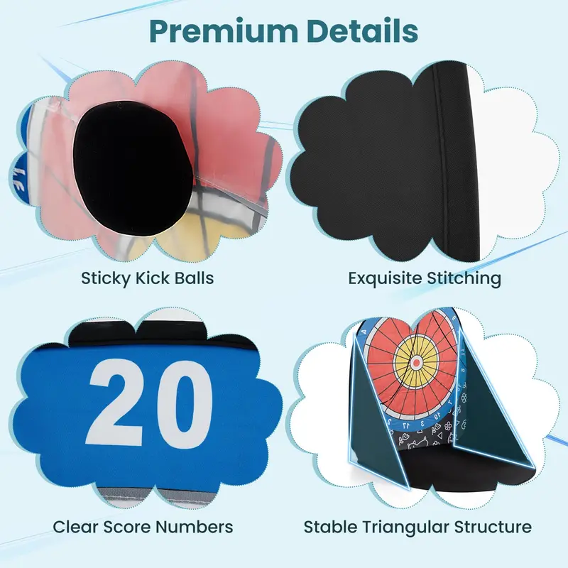 Giant Kick Dart Game Set – Oversized Target Board with 4 Soft Kick Balls & Storage Bag
