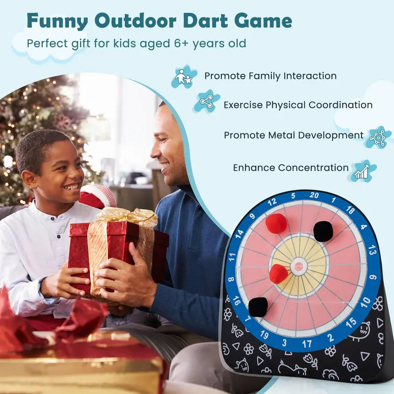 Giant Kick Dart Game Set – Oversized Target Board with 4 Soft Kick Balls & Storage Bag