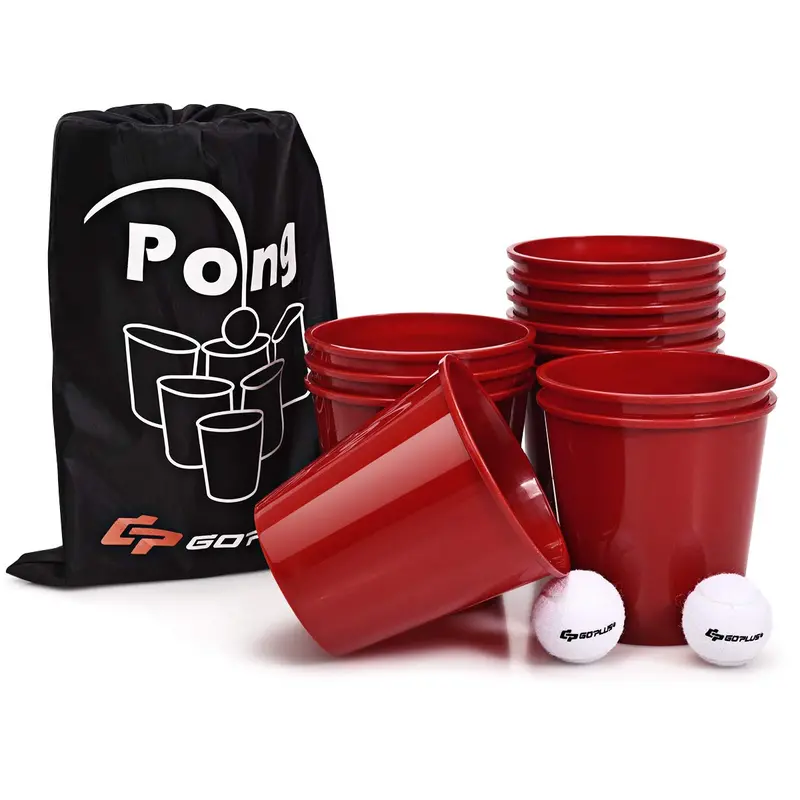 Giant Yard Pong Game Set – Outdoor Bean Bag Toss with 12 Buckets, 2 Balls, and Carry Bag