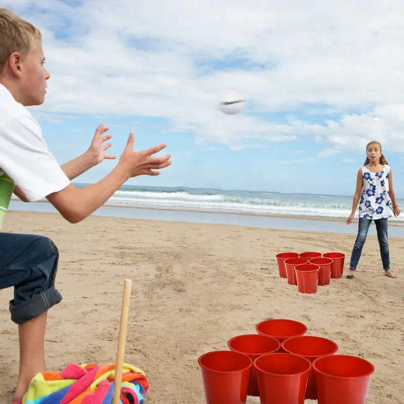 Giant Yard Pong Game Set – Outdoor Bean Bag Toss with 12 Buckets, 2 Balls, and Carry Bag 2