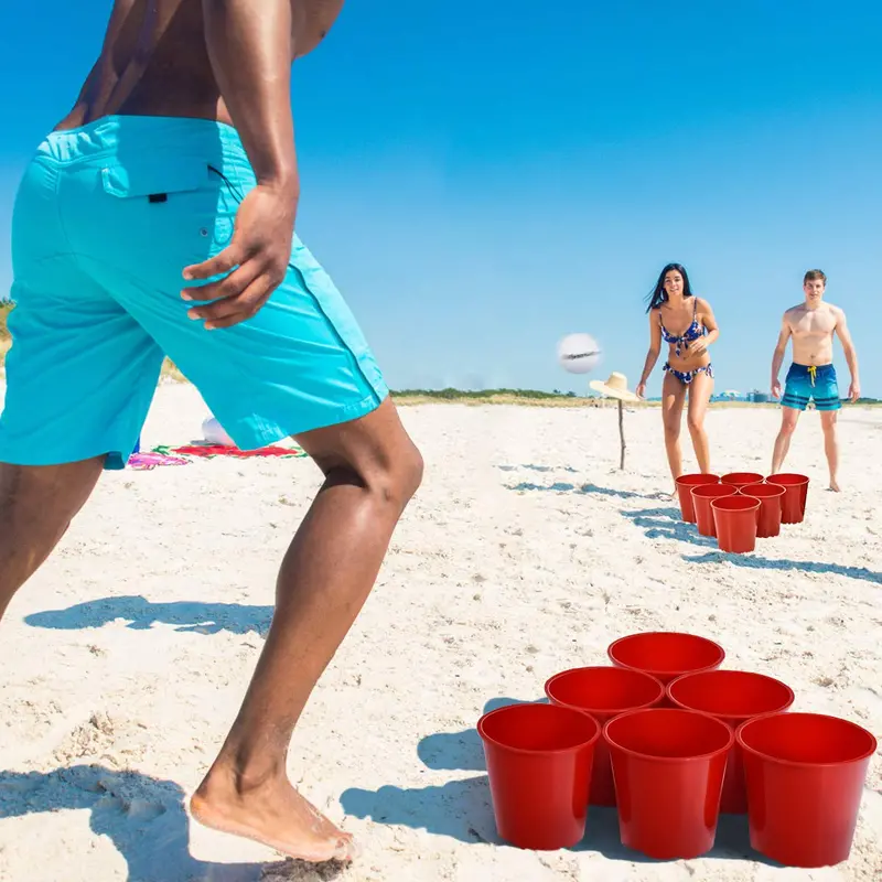 Giant Yard Pong Game Set – Outdoor Bean Bag Toss with 12 Buckets, 2 Balls, and Carry Bag