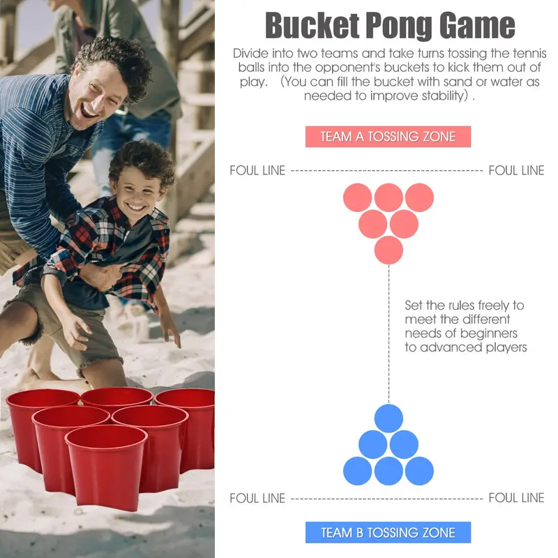 Giant Yard Pong Game Set – Outdoor Bean Bag Toss with 12 Buckets, 2 Balls, and Carry Bag