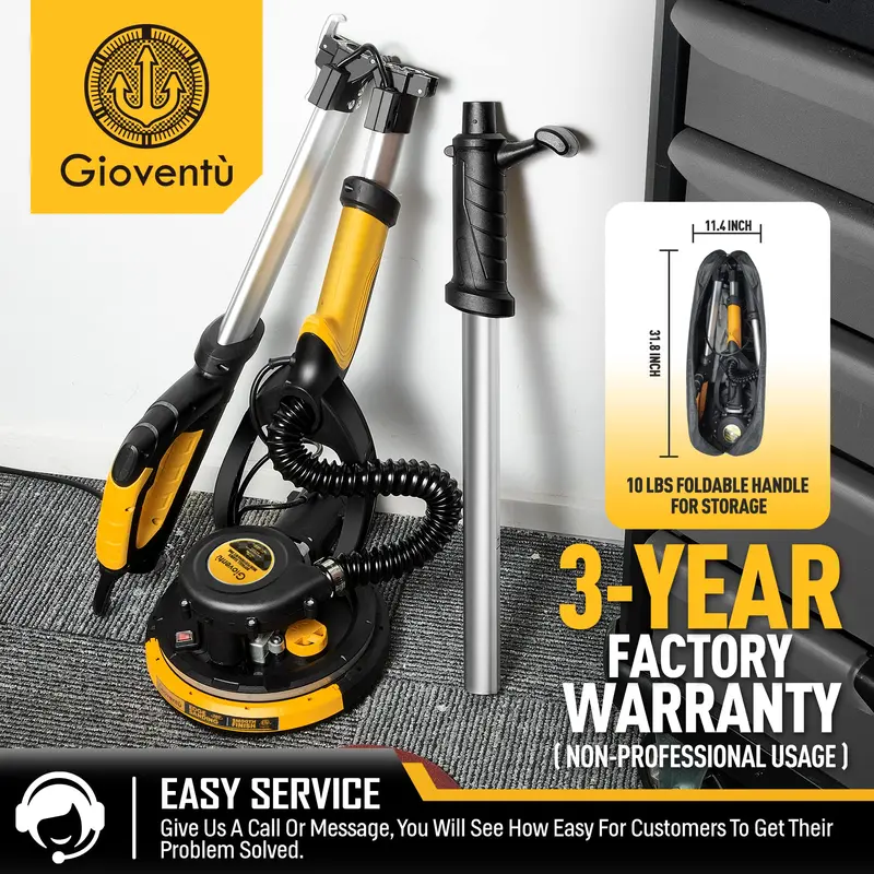 Giovent Electric Popcorn Ceiling Sander – Drywall Sanding Tool with Integrated Vacuum