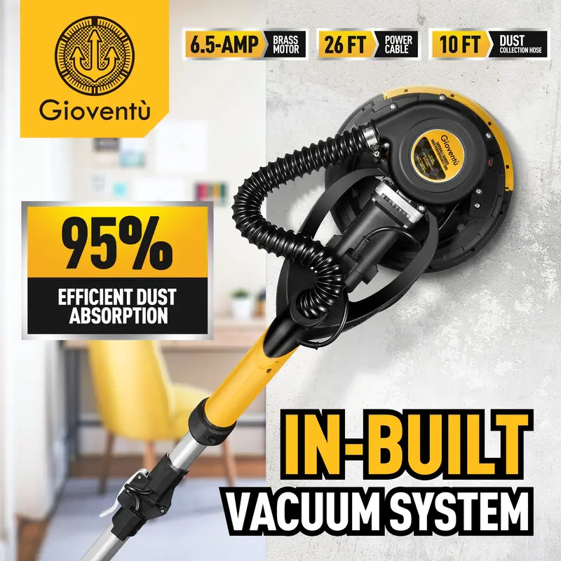 Giovent Electric Popcorn Ceiling Sander – Drywall Sanding Tool with Integrated Vacuum