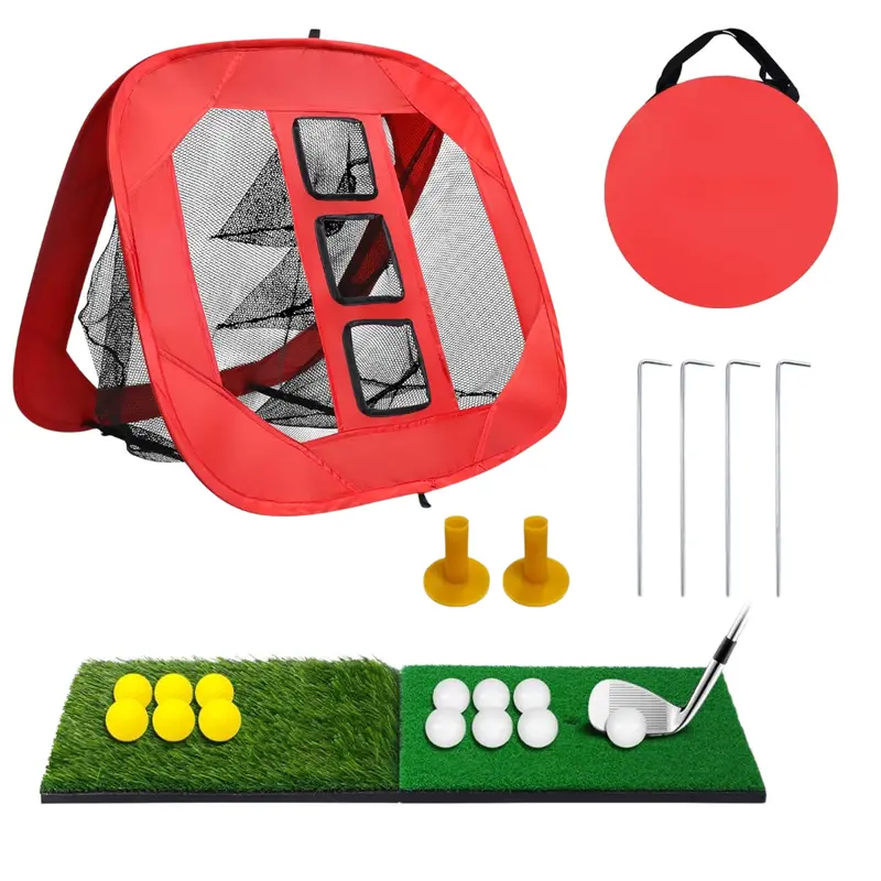 Golf Chipping Net System with Pop-Up Target, Hitting Mats, Balls, and Storage Bag 2