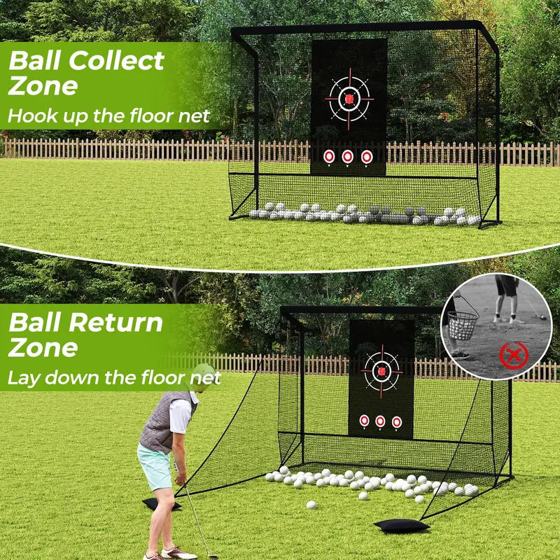 Golf Practice Hitting Net with Dual Side Barriers – Indoor/Outdoor Training Cage