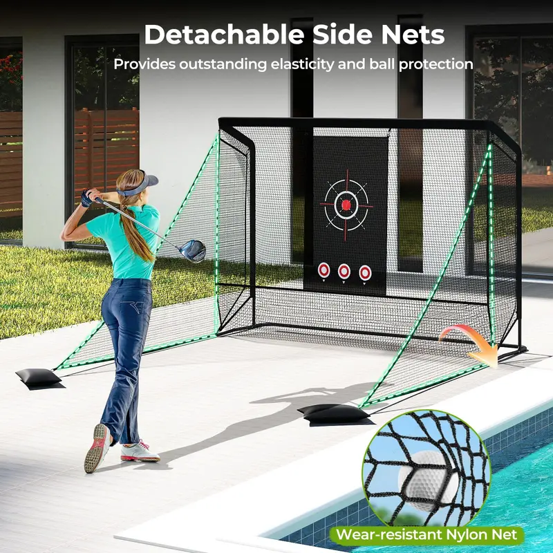 Golf Practice Hitting Net with Dual Side Barriers – Indoor/Outdoor Training Cage