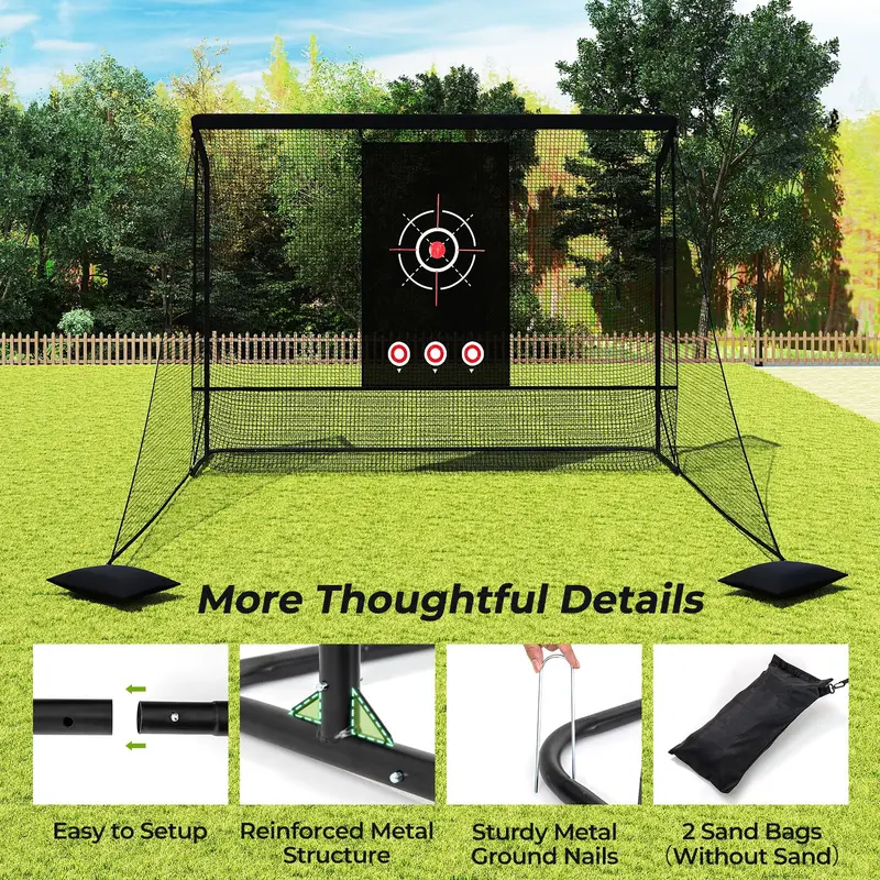 Golf Practice Hitting Net with Dual Side Barriers – Indoor/Outdoor Training Cage