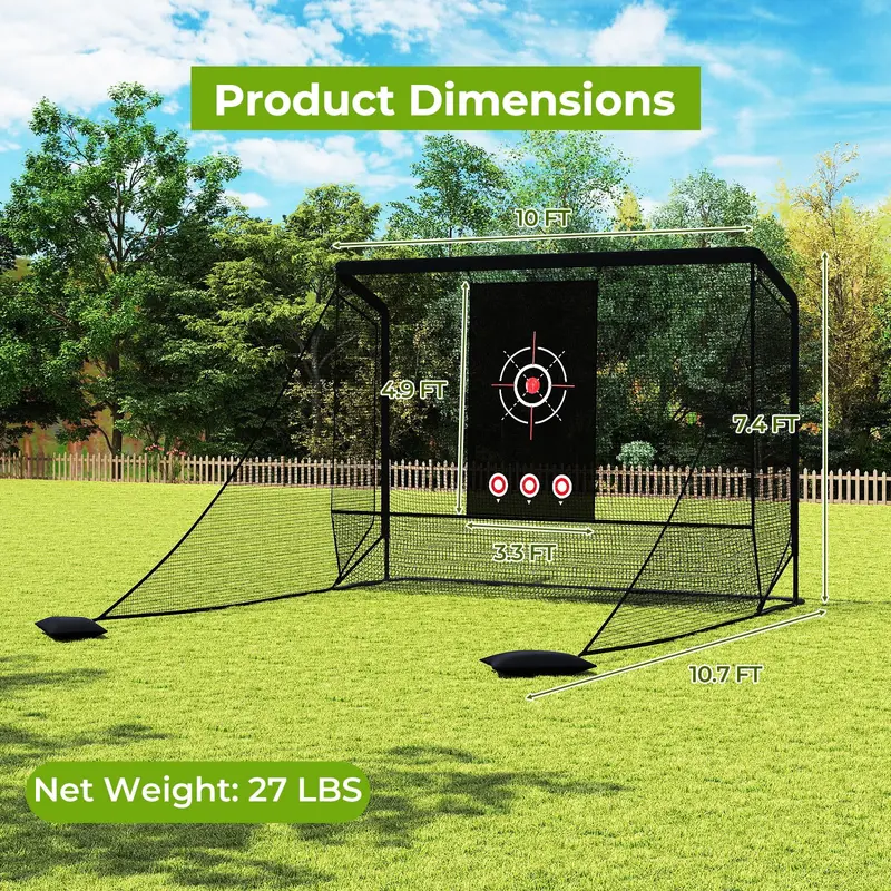 Golf Practice Hitting Net with Dual Side Barriers – Indoor/Outdoor Training Cage