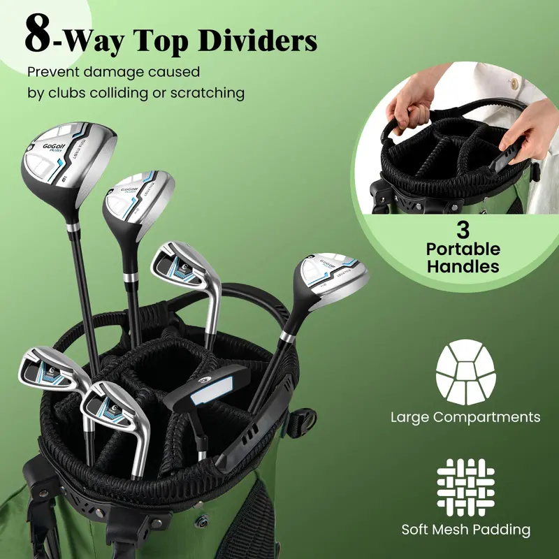 Golf Stand Bag with 8-Way Top Divider – Weather-Resistant Design with 5 Functional Pockets 2
