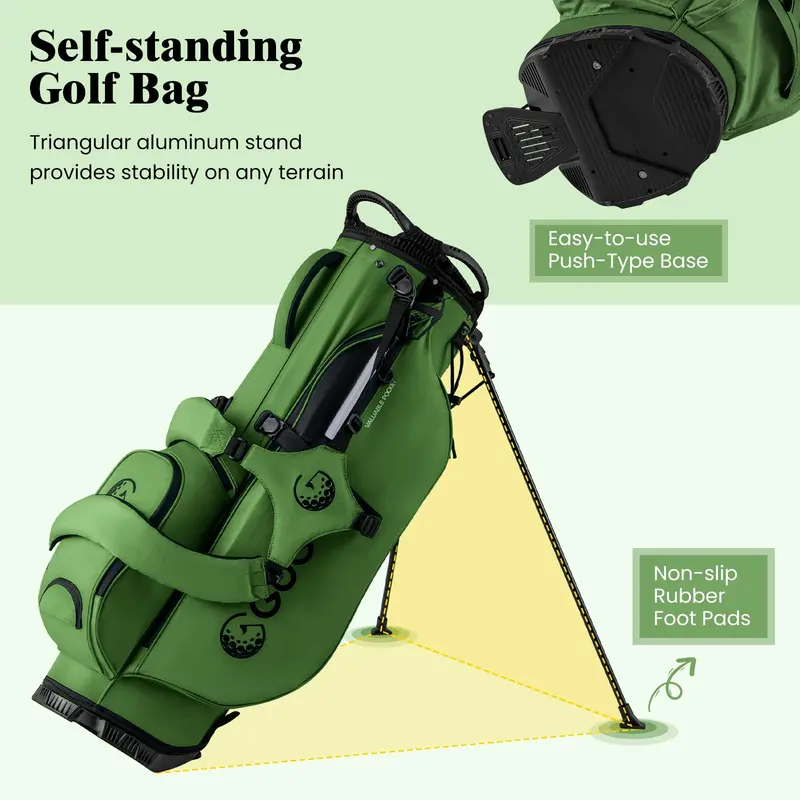 Golf Stand Bag with 8-Way Top Divider – Weather-Resistant Design with 5 Functional Pockets