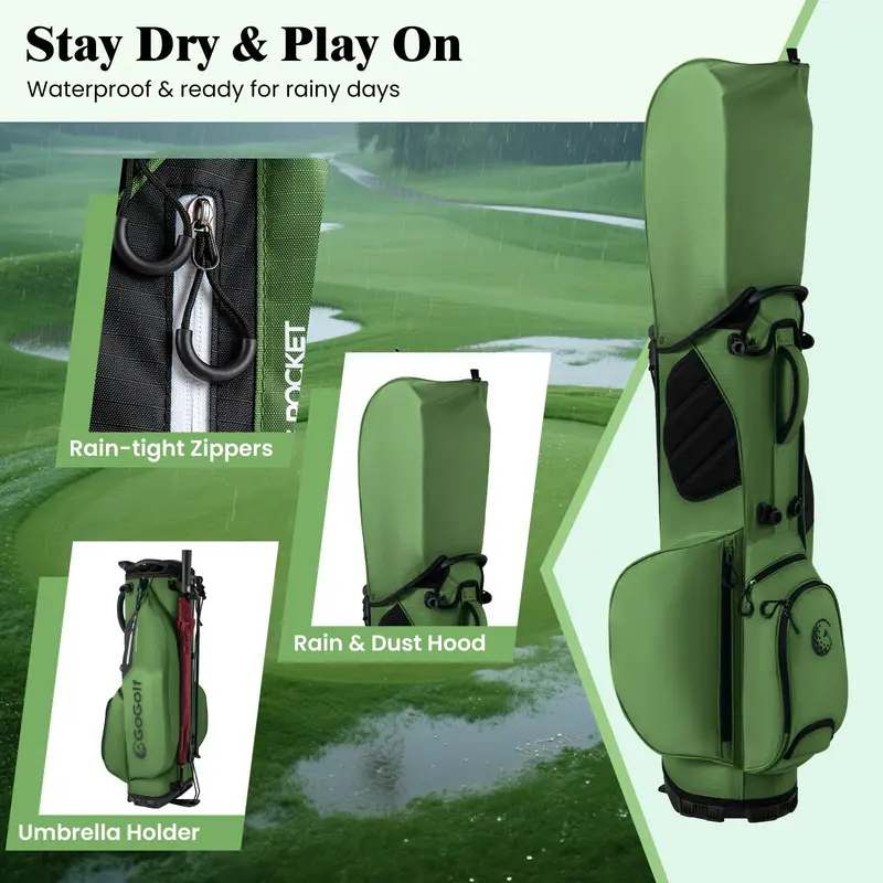 Golf Stand Bag with 8-Way Top Divider – Weather-Resistant Design with 5 Functional Pockets