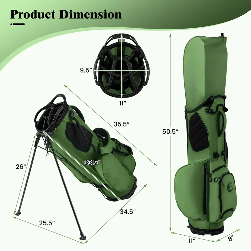 Golf Stand Bag with 8-Way Top Divider – Weather-Resistant Design with 5 Functional Pockets