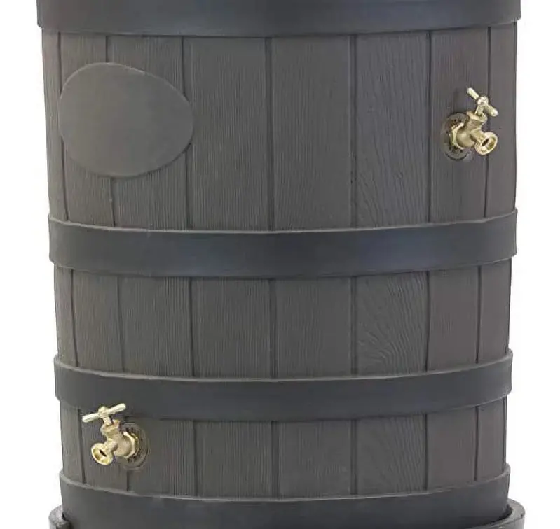 Good Ideas Rain Wizard American Oak Rain Barrel with Darkened Ribs