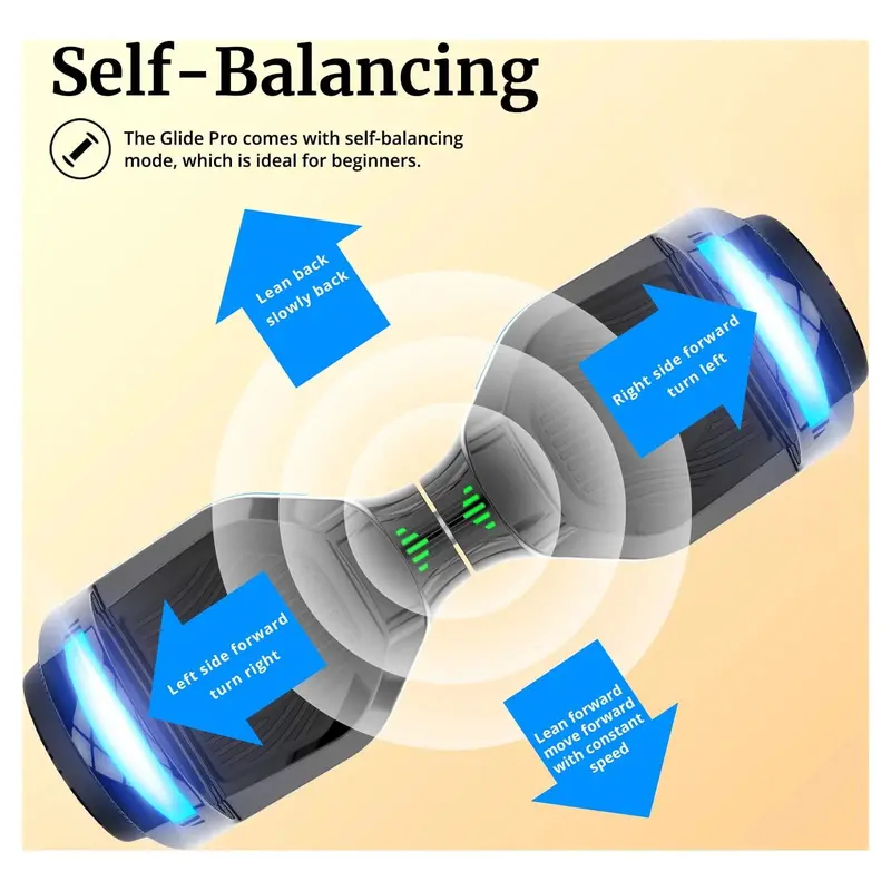 GOTRAX GLIDE PRO Bluetooth Hoverboard – 6.5" Wheels, 7-Color LED Lights, Self-Balancing Scooter (44–176 lbs) 2