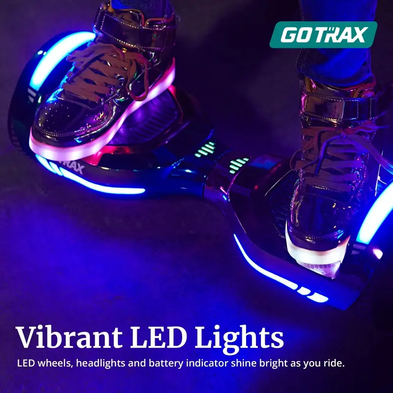 GOTRAX GLIDE PRO Bluetooth Hoverboard – 6.5" Wheels, 7-Color LED Lights, Self-Balancing Scooter (44–176 lbs)