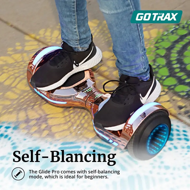 GOTRAX GLIDE PRO Bluetooth Hoverboard – 6.5" Wheels, 7-Color LED Lights, Self-Balancing Scooter (44–176 lbs)