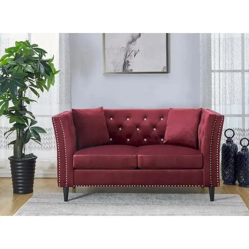 Gracewood Hollow Sukikim Velvet Loveseat – Compact Two-Seater with Modern Textured Upholstery 2