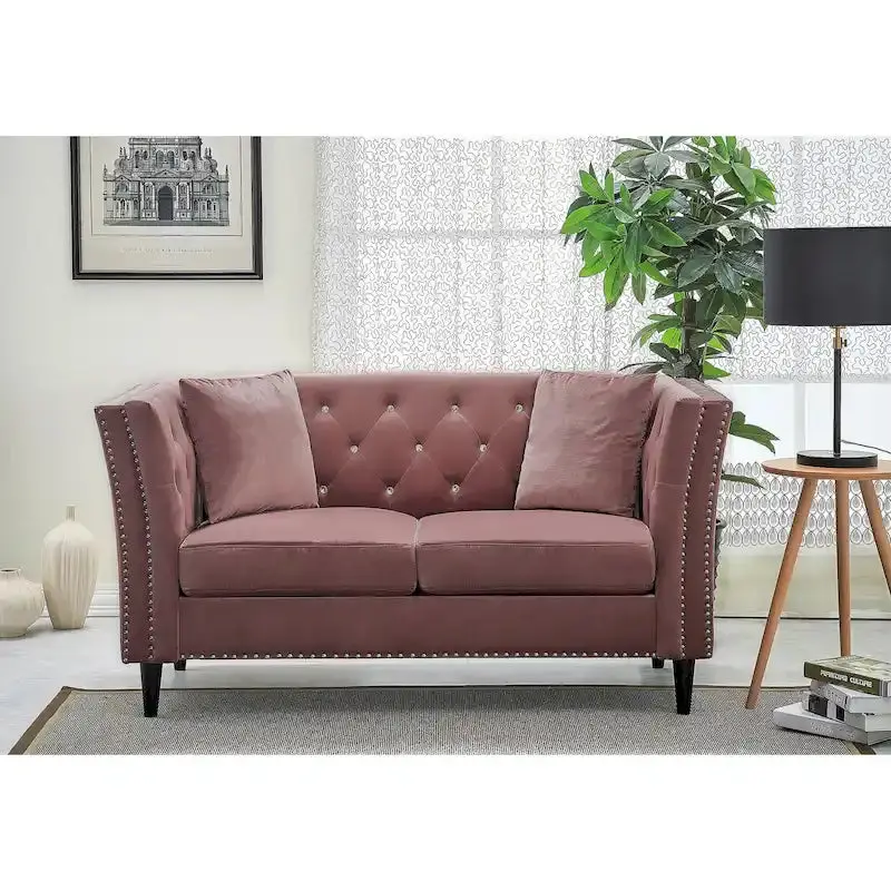 Gracewood Hollow Sukikim Velvet Loveseat – Compact Two-Seater with Modern Textured Upholstery