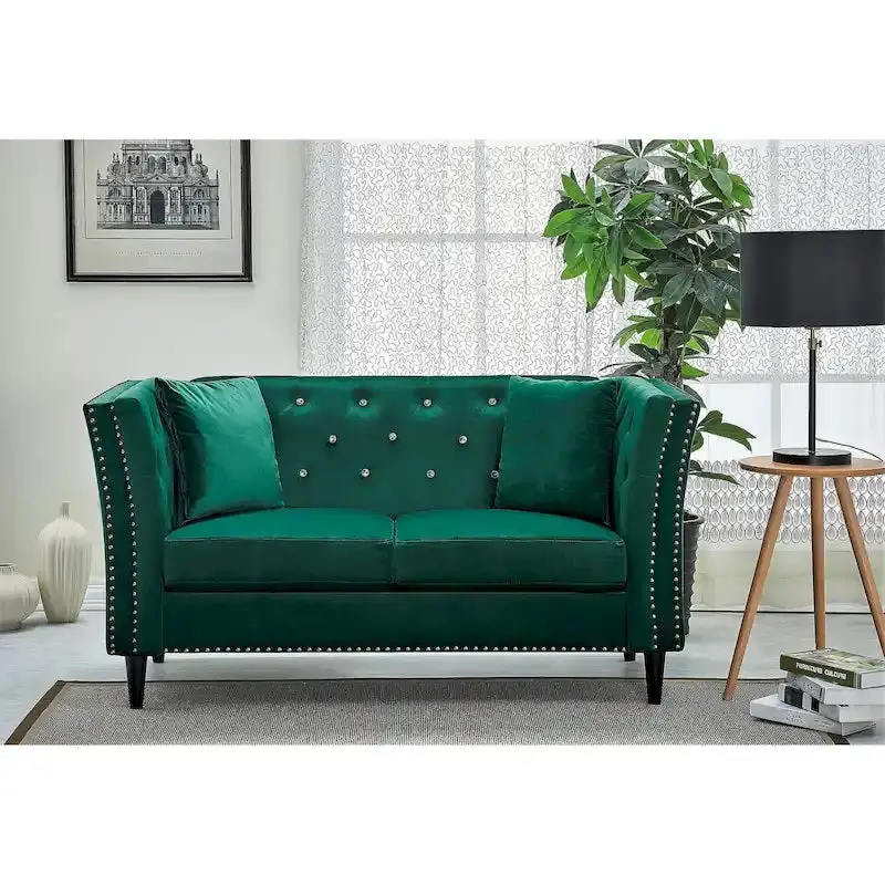 Gracewood Hollow Sukikim Velvet Loveseat – Compact Two-Seater with Modern Textured Upholstery