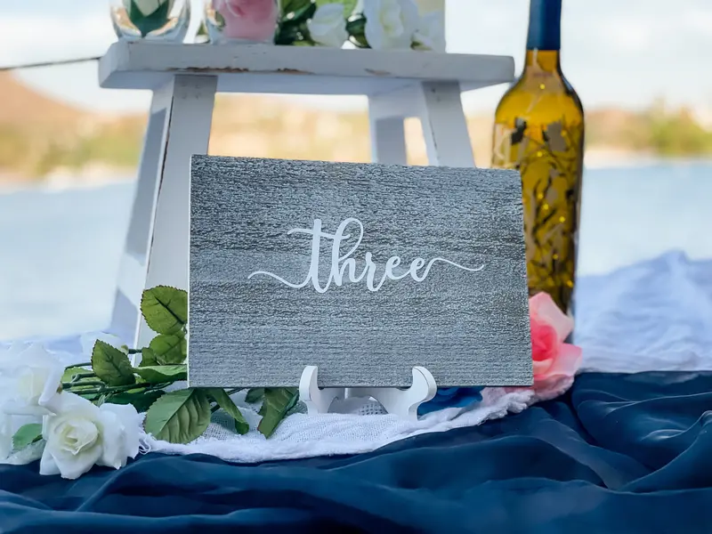 Gray Wood Plank Table Number Signs with Natural Texture 2